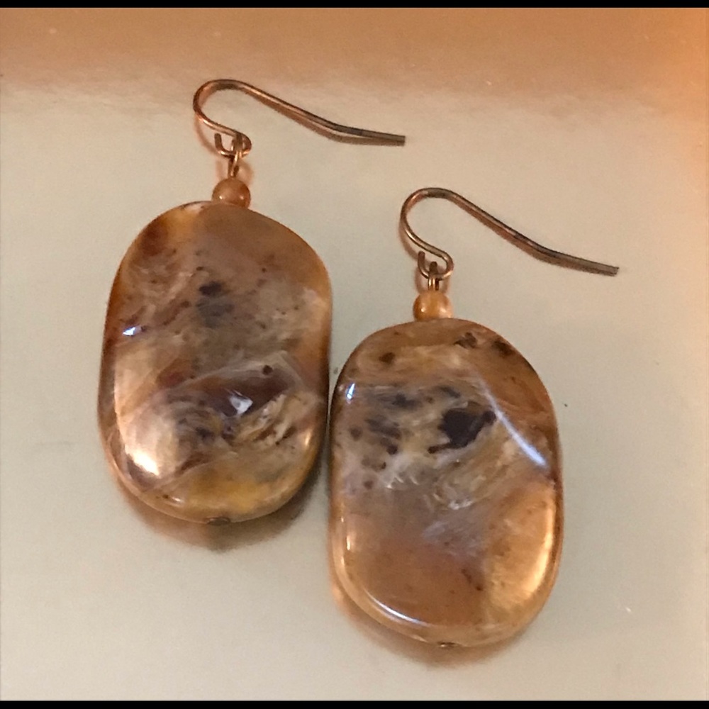 Sand Polished Marble Stone Earrings